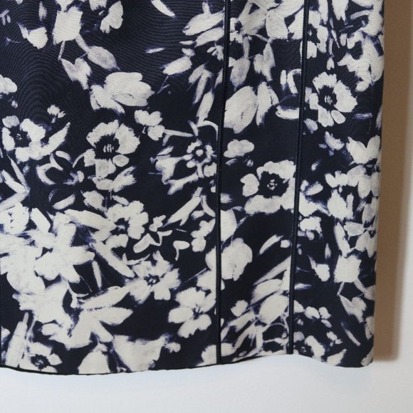 Lafayette 148 Evelyn Navy White Floral Dress Size 8 Sleeveless - Picture 4 of 10